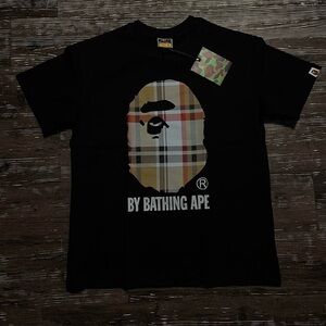 Bape Black T-Shirt with Plaid Ape Head
